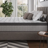 10" King Diamond Innerspring Hybrid Mattress with Cooling Gel Memory Foam, Pressure Relief, Motion Isolation, 80" L x 76" W x 10" H, Gray(m-8)