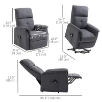 HOMCOM Power Lift Chair Electric Recliner Sofa for Elderly with Remote Control & Side Pocket for Living Room, Grey(m-3)