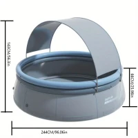 96" Outdoor Inflatable Swimming Pool with 1200 Gallon Capacity, 3-Ply Reinforced PVC, Fits Up to 5 People, 96" L x 96" W x 56.5" H, Aqua Grey(m-3)