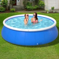 Durable Inflatable Swimming Pool with PVC Construction, Quick Water Management, Easy Setup and Storage, 96" L x 96" W x 25" H, Blue(m-8)