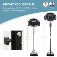 HOMCOM Basketball Hoop and Stand with Weight Base and Wheels, 5.2-6.9ft Height Adjustable, Black(m-4)