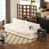 HOMCOM Modern NightStands Set of 2 with Charging Station, Storage, Glass Decorative Door for Bedroom, Living Room, Black(m-1)