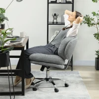 HOMCOM Computer Desk Chair, Armless Office Chair with Wide Padded Seat and Adjustable Height, Tilt Function, Grey(m-9)