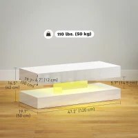 HOMCOM Coffee Table with Adjustable LED Lights, Modern Living Room Table with 2 Drawers, Open Shelf, Remote, High Gloss White(m-3)