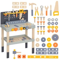 Qaba 49 Piece Toddler Tool Set for Ages 3-6 Years, Light Blue(m-11)