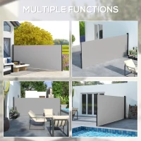 Outsunny 13' x 5' Retractable Side Awning, Outdoor Privacy Screen for Garden, Hot Tub, Balcony, Terrace, Pool, Light Grey(m-7)