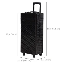 HOMCOM 4 in 1 Portable Aluminum Makeup Case Train Cases, Rolling Makeup Case with 2 Wheels, Multiple Compartments and Lift Handle(m-3)
