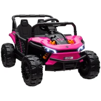 Qaba 12V Ride On Truck, Battery Powered Electric Car for Kids w/ Remote Control, 4-Wheel Suspension & LED Lights, Pink(m-11)