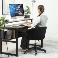 Vinsetto Armless Office Chair, Fluffy Computer Desk Chair with Adjustable Height, Swivel Wheels, Mid Back, Black(m-7)