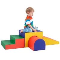 Qaba 4 Piece Foam Play Set, Soft & Safe Kids Toddlers Children Climbing Set for Crawling or Sliding, Assorted(m-11)