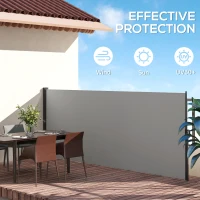 Outsunny 13' x 5' Retractable Side Awning, Outdoor Privacy Screen for Garden, Hot Tub, Balcony, Terrace, Pool, Light Grey(m-4)