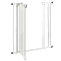 PawHut Extra Tall Dog Gate with Door, Pressure Fit, Auto Close, Double Locking for Doorways Hallways Stairs, 29"-34", White(m-9)