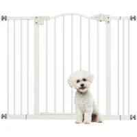 PawHut Extra Tall Dog Gate with Door, Pressure Fit, Auto Close, Double Locking for Doorways Hallways Stairs, 29"-39", White(m-11)