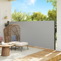 Outsunny 13' x 5' Retractable Side Awning, Outdoor Privacy Screen for Garden, Hot Tub, Balcony, Terrace, Pool, Light Grey(m-8)