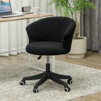 Vinsetto Armless Office Chair, Fluffy Computer Desk Chair with Adjustable Height, Swivel Wheels, Mid Back, Black(m-8)