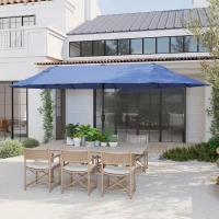 Outsunny 15ft Patio Sun Umbrella with Twin Canopy, Extra Large Outdoor Parasol with Crank for Pool, Deck, Market, Blue(m-7)