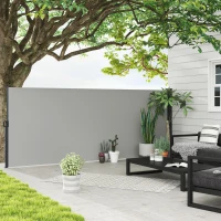 Outsunny 13' x 5' Retractable Side Awning, Outdoor Privacy Screen for Garden, Hot Tub, Balcony, Terrace, Pool, Light Grey(m-1)