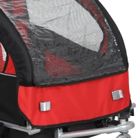 Aosom 2-Seat Elite 360 Swivel Bike Trailer for Kids Bicycle Cargo Trailer with Water-Resistant Windows, Black and Red(m-9)