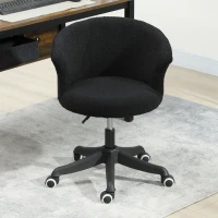 Vinsetto Armless Office Chair, Fluffy Computer Desk Chair with Adjustable Height, Swivel Wheels, Mid Back, Black(m-10)