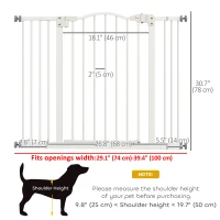 PawHut Extra Tall Dog Gate with Door, Pressure Fit, Auto Close, Double Locking for Doorways Hallways Stairs, 29"-39", White(m-3)