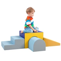Qaba 4 Piece Foam Play Set, Soft & Safe Kids Toddlers Children Climbing Set for Crawling or Sliding, Contemporary(m-11)
