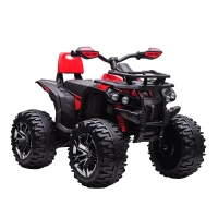 Aosom 12V 4 Wheeler Kids ATV with Music, Headlights for 37-60 Months Boys and Girls, Red(m-1)