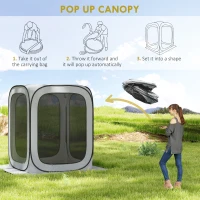 Outsunny 6 x 6ft Pop Up Screen Tent, UPF50+ Portable Camping Gazebo Screen House with Carry Bag, Light Grey(m-4)