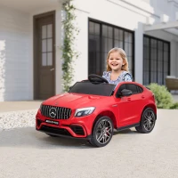 Aosom 12V/7AH Kids Ride on Car, Mercedes Benz AMG GLC63S Coupe, Electric Car with Remote Control, Handle, 2 Speed, with Music, Electric Light, Easy to Move, Red(m-8)