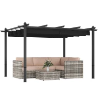 Outsunny 10' x 13' Retractable Pergola Canopy, Aluminum Pergola Sun Shade Shelter for Garden, Patio, Backyard, Deck, Gray(m-11)