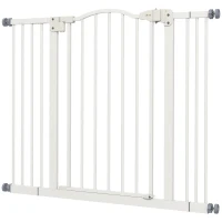 PawHut Extra Tall Dog Gate with Door, Pressure Fit, Auto Close, Double Locking for Doorways Hallways Stairs, 29"-39", White(m-2)