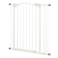 PawHut Extra Tall Dog Gate with Door, Pressure Fit, Auto Close, Double Locking for Doorways Hallways Stairs, 29"-34", White(m-2)