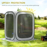 Outsunny 6 x 6ft Pop Up Screen Tent, UPF50+ Portable Camping Gazebo Screen House with Carry Bag, Light Grey(m-6)