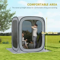 Outsunny 6 x 6ft Pop Up Screen Tent, UPF50+ Portable Camping Gazebo Screen House with Carry Bag, Light Grey(m-7)