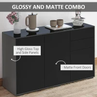 HOMCOM Kitchen Sideboard Storage Cabinet, Modern Coffee Bar with Push-Open Design and 2 Drawers for Living Room, Black(m-5)