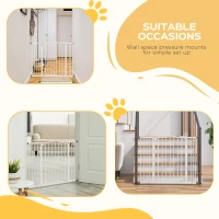 PawHut Extra Tall Dog Gate with Door, Pressure Fit, Auto Close, Double Locking for Doorways Hallways Stairs, 29"-39", White(m-6)