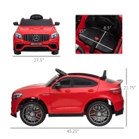 Aosom 12V/7AH Kids Ride on Car, Mercedes Benz AMG GLC63S Coupe, Electric Car with Remote Control, Handle, 2 Speed, with Music, Electric Light, Easy to Move, Red(m-3)