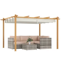 Outsunny 10' x 12' Retractable Pergola Canopy, Aluminum Pergola Sun Shade Shelter for Garden, Patio, Backyard, Deck, Cream(m-11)