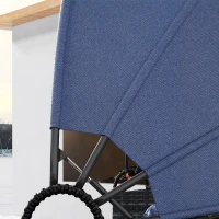 Outsunny 4 Pieces Outdoor Daybed with Retractable Canopy, Wicker Round Sofa Day Bed, Conversation Furniture Set, Dark Blue(m-10)