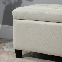 HOMCOM 51" Ottoman Storage Bench, Linen Fabric Storage Chest with Lift Top, Tufted Ottoman with Storage for Living Room, Entryway, Bedroom, Beige(m-9)