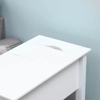 HOMCOM Flip Top End Table, Side Table with Storage Shelf and Cable Management, Narrow Nightstand for Living Room, Bedroom, White(m-13)