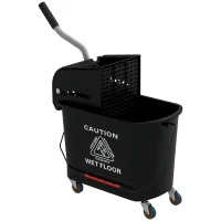 HOMCOM Compact Mop Bucket with Wringer, Mop Bucket on Wheels, 21 Quart, Separate Dirty and Clean Water, Black(m-11)