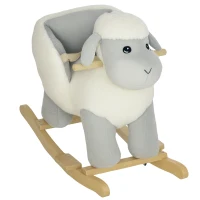Qaba Baby Rocking Horse Lamb with Seat Belt, Sounds & Pedals for Kids 18-36 Months, Gray(m-1)