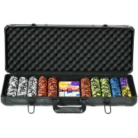 Soozier 500PCs 14 Gram Clay Poker Chips Set Casino Poker Chips with Aluminum Case, Playing Cards, Dealer Button, 5 Dices(m-11)