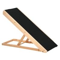 PawHut Elevated Dog Ramp for Bed, Foldable and Height Adjustable Pet Ramp for Cats with Non-Slip Finish, Pine 35.5" L x 16" W x 24" H, Black(m-1)