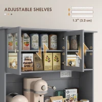 HOMCOM Kitchen Cabinet with Charging Station, 2 Tilt Out Cabinets, Microwave Stand, Freestanding Kitchen Pantry Cabinet, Grey(m-6)