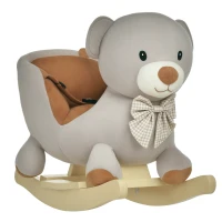 Qaba Bear-Shaped Kids Rocking Horse with Sound for 18-36 Months, Gray(m-11)