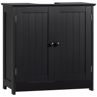 HOMCOM Under Sink Bathroom Cabinet, Pedestal Sink Storage Cabinet with 2 Doors, Shelf and U-Shape, Black