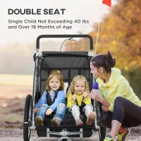 Aosom 2-Seat Elite 360 Swivel Bike Trailer for Kids Bicycle Cargo Trailer with Water-Resistant Windows, Black and White(m-5)