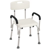 HOMCOM Shower Chair, Mobility Medical Grade Bath Chair, Adjustable Shower Bench with Removable Armrests for Seniors, Handicap, Disabled(m-1)