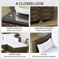 Outsunny 3pcs Modern Rattan Sofa Set, Wicker Patio Furniture Set with Coffee Table, Cushions, Pillows(m-6)